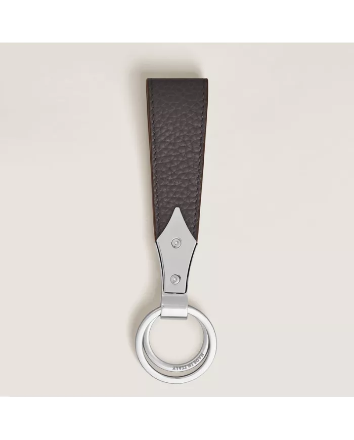 Porte-Clés Plume Boucle en Cuir Grainé