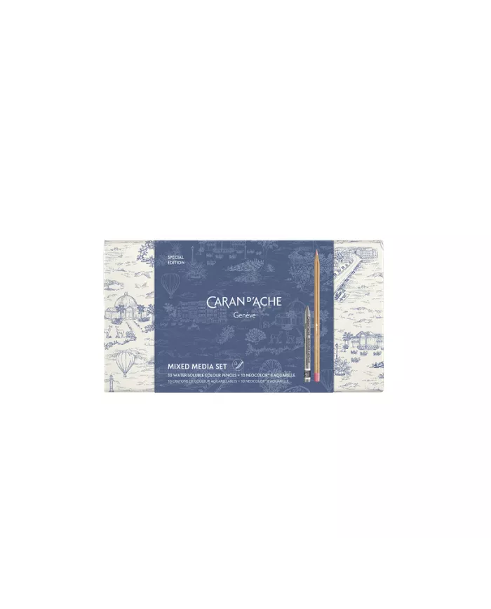 Set Multi-produits 10 Crayons de Couleur & 10 Pastels Neocolor™ II Aquarelle Toile de Jouy