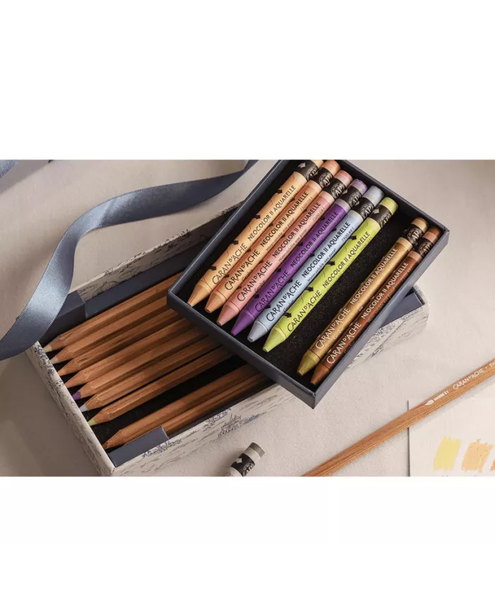 Set Multi-produits 10 Crayons de Couleur & 10 Pastels Neocolor™ II Aquarelle Toile de Jouy