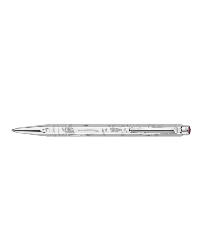 Set Stylo Bille Ecridor™ Toile de Jouy & Étui en Cuir Bordeaux