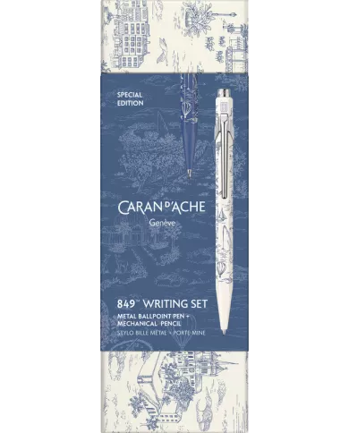Set Stylo Bille & Porte-Mine 849™ Toile de Jouy Blanc & Bleu