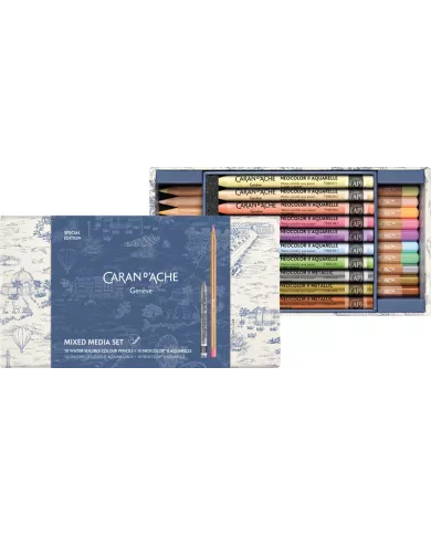 Set Multi-produits 10 Crayons de Couleur & 10 Pastels Neocolor™ II Aquarelle Toile de Jouy