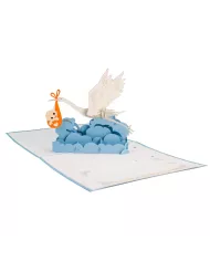 Carte "3D" cigogne fille ou garçon